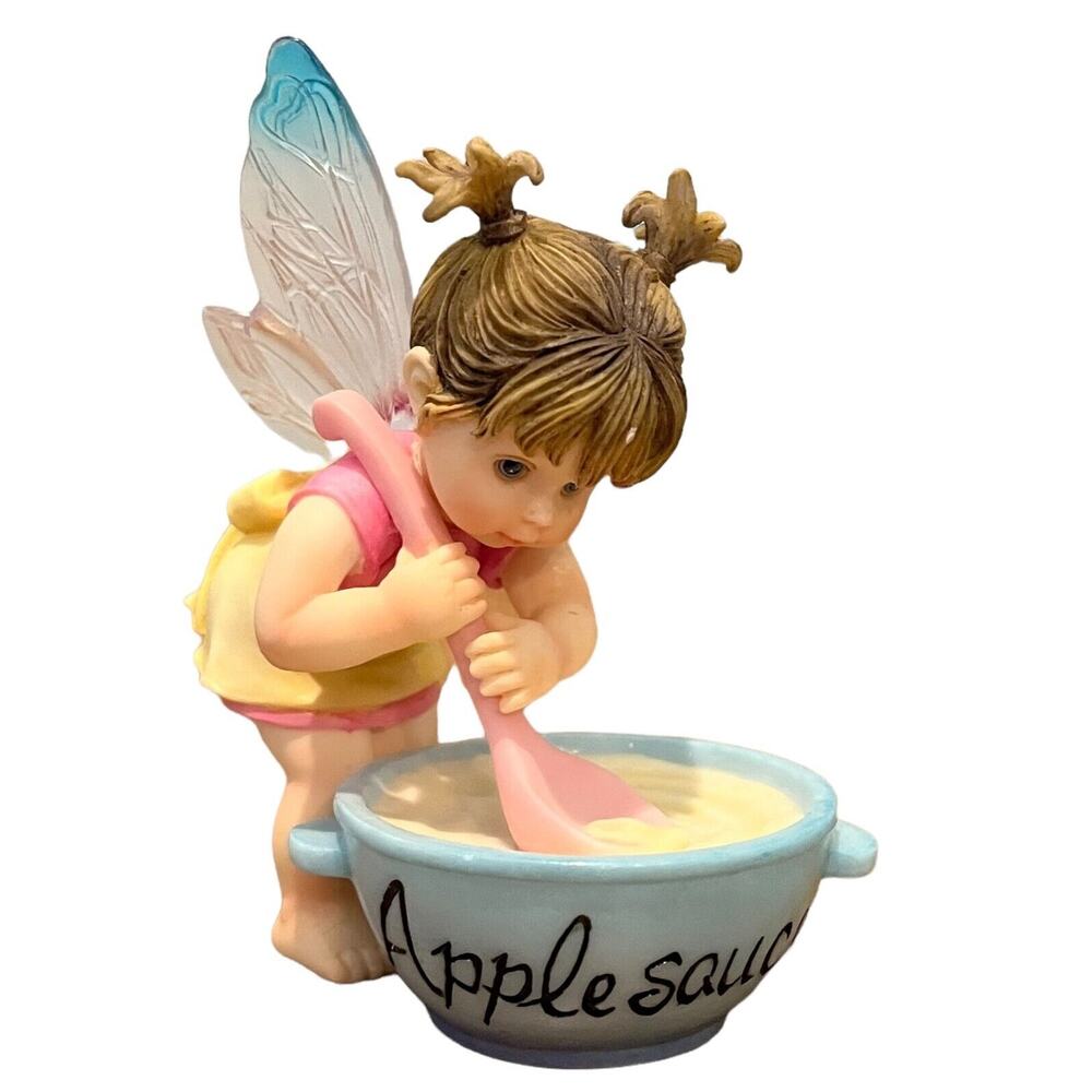 My Little Kitchen Fairies Applesauce Fairie Stirring Apple Bowl Angel Fairy Girl